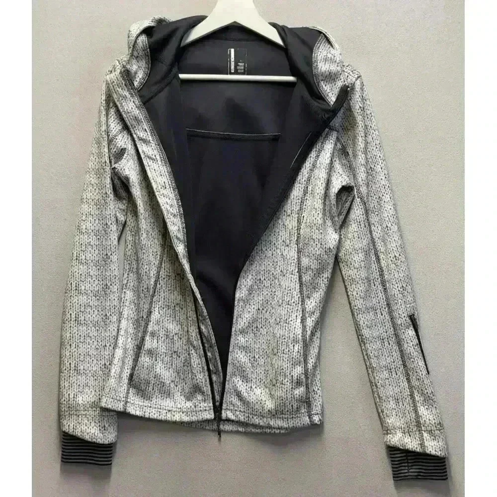 Mondetta Women's S Jacket Gray Black Long‎ Sleeves Full Zip Hooded Athleisure